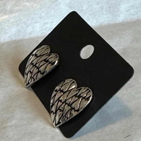 Silver Heart Earrings For Pierced Ears - Picture 3 of 12